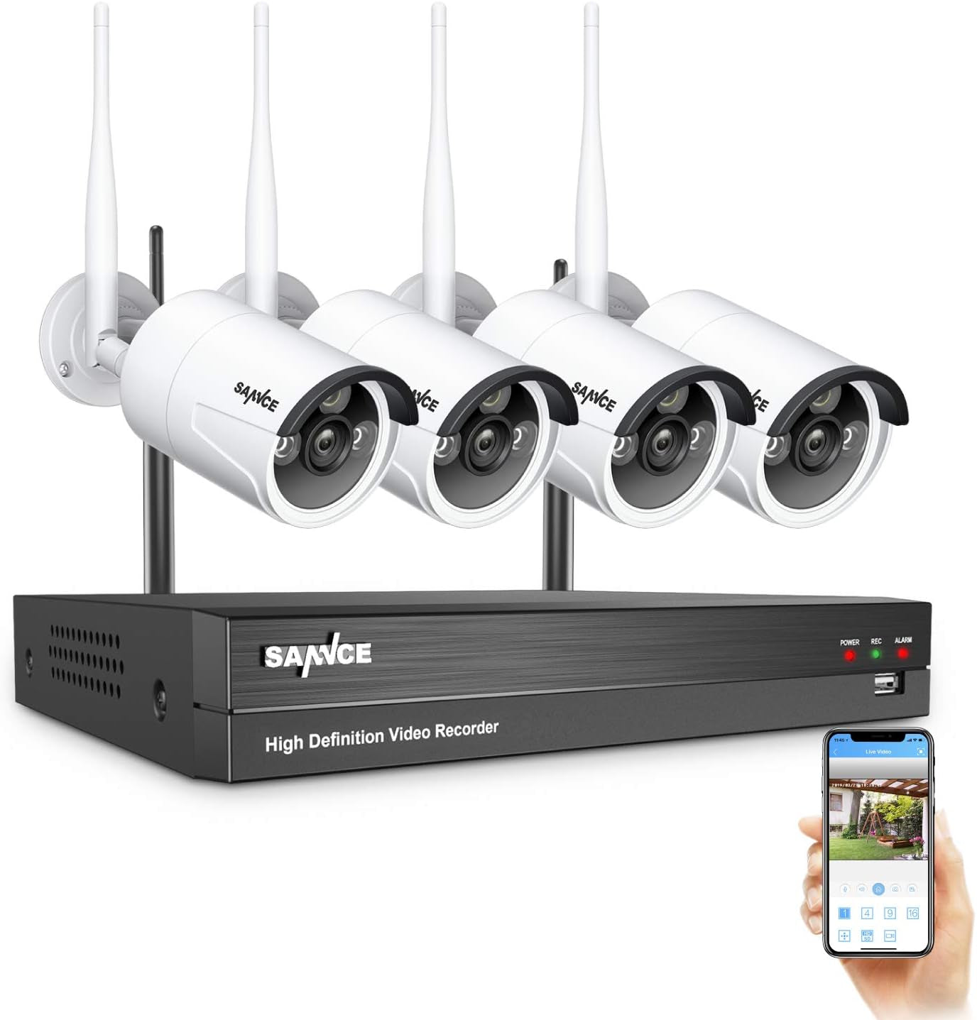 Wireless Security Camera System  1080P 8 Channel Wifi IP NVR with 4 Pcs Outdoor Wireless CCTV Surveillance Cameras for Remote Access, Home Business, AI Human Detection, No Hard Drive