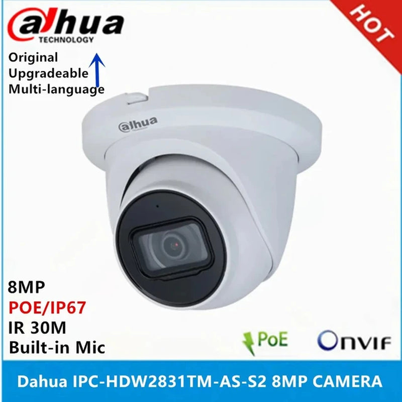 IPC-HDW3541EM-AS 5MP IR 50M & IPC-HDW2831TM-AS-S2 8MP POE Built-In Mic IR 30M IP67 IP Camera