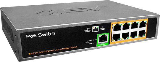 -Tech 9-Port Poe+ Switch - 8 Poe+ Ports, 1 Uplink, 120W Total Power, 802.3Af/At Support - Perfect for IP Cameras, Networking Devices & Home Office
